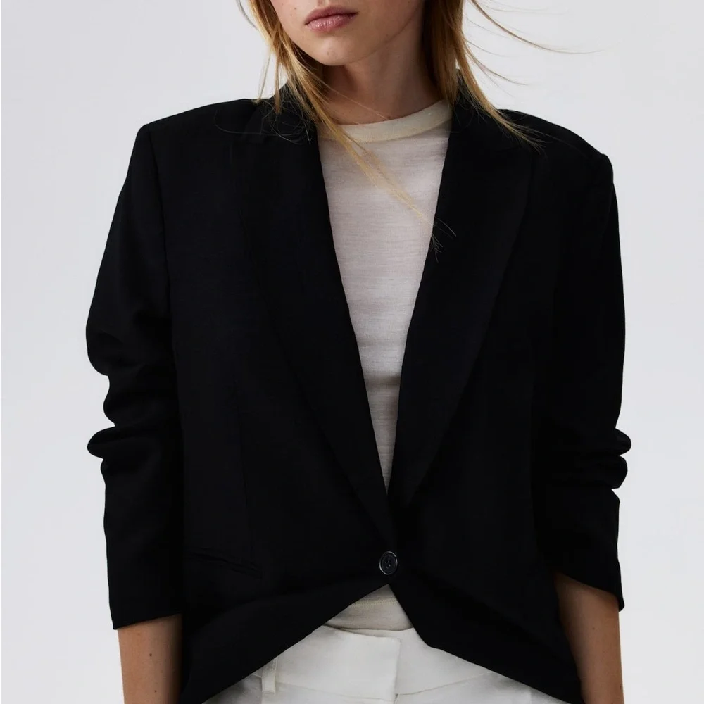 H&M Linen Blend Blazer- Lightweight Casual Workwear - Picture 4 of 10